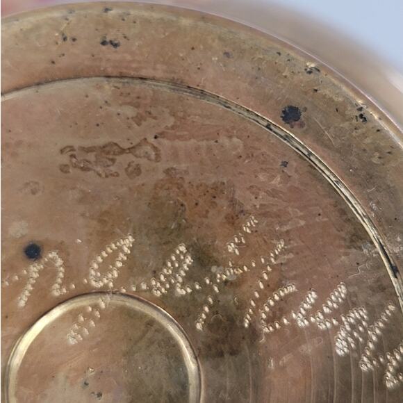 Vintage Brass Sign Engraved Indian Lassi Cup Pair Ornate Boho Collectible‎ Decor - Picture 7 of 11